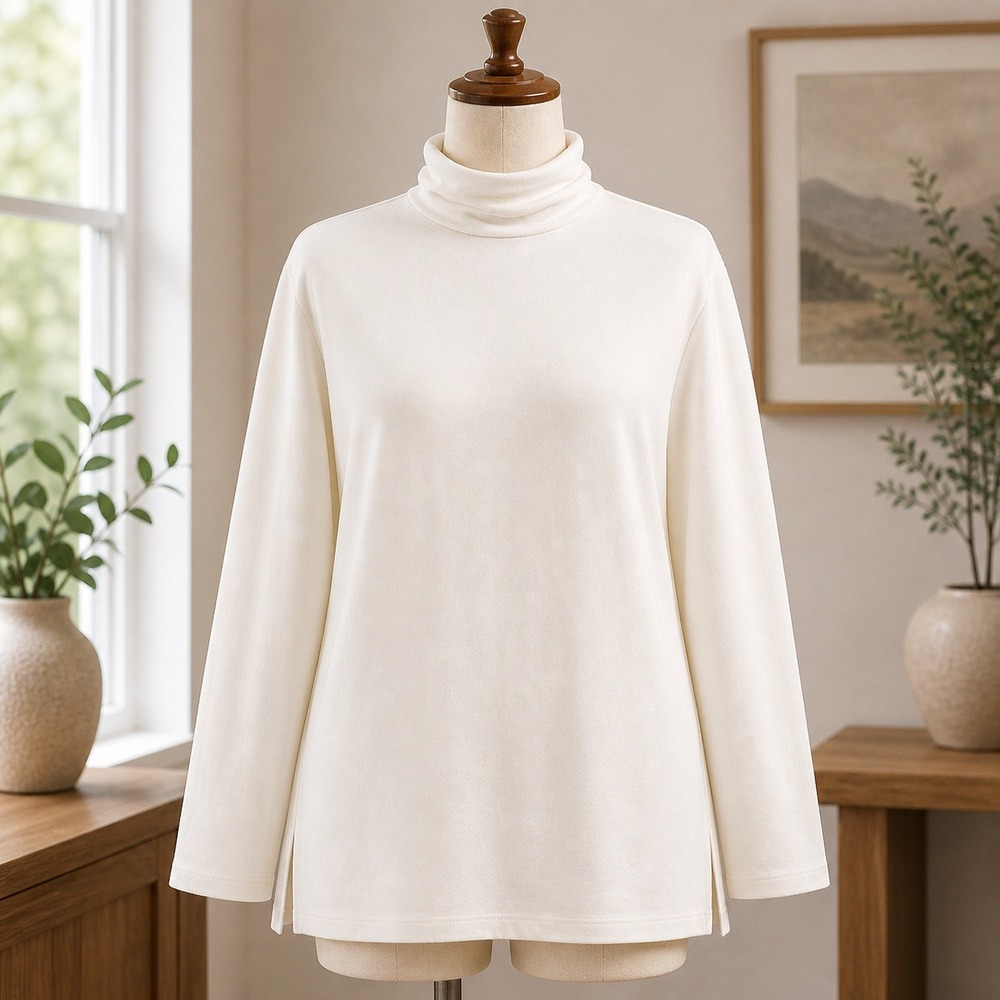 Belle by Kim Gravel Womens White Long Sleeve Turtleneck Top Size XS